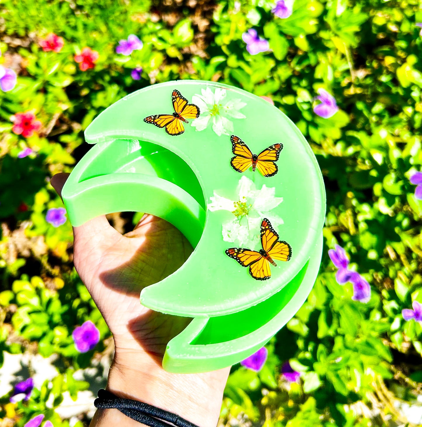 Light Green Monarch Crescent Moon Jewelry Box
