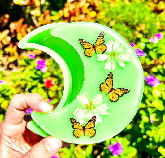 Light Green Monarch Crescent Moon Jewelry Box