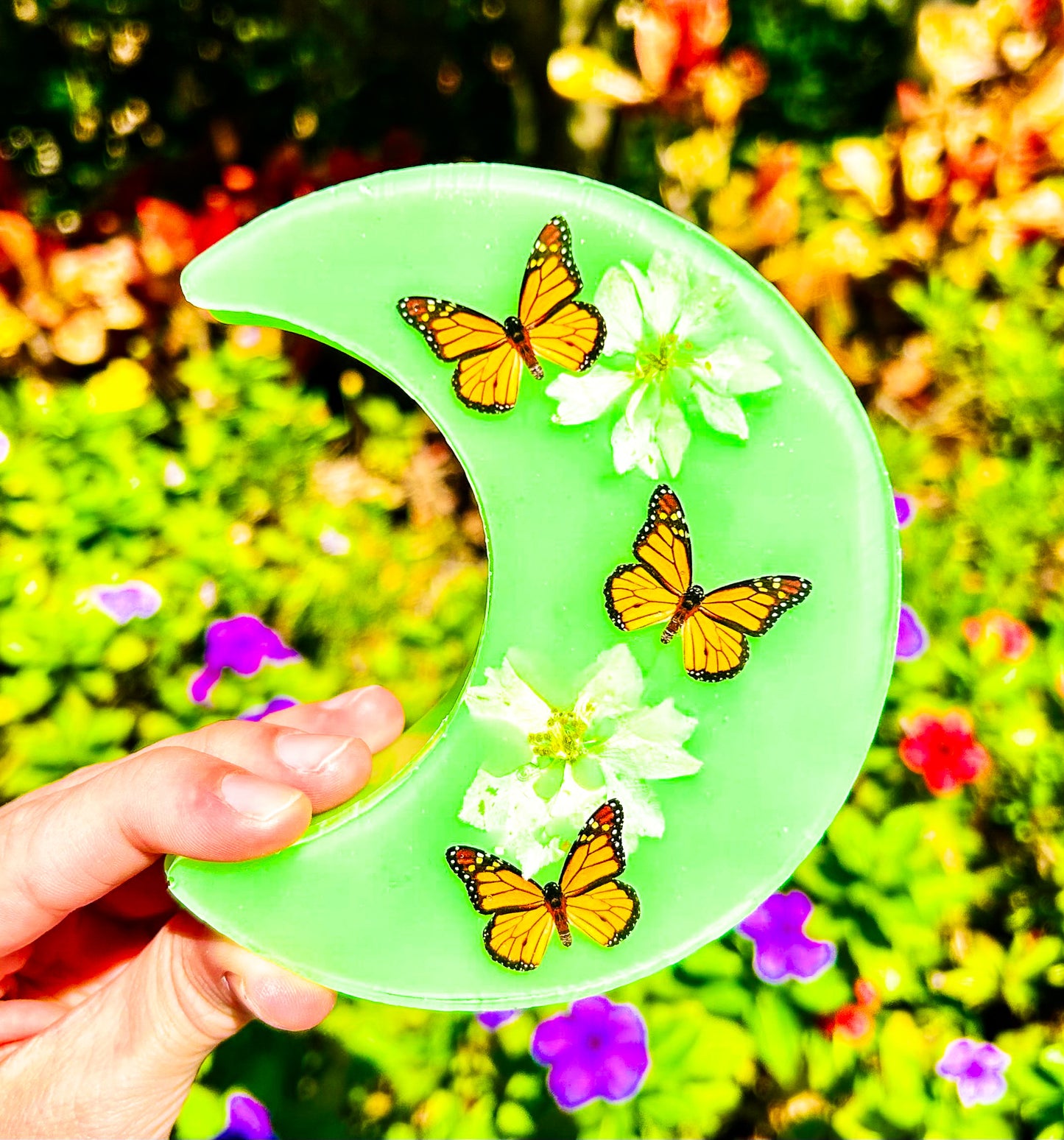 Light Green Monarch Crescent Moon Jewelry Box