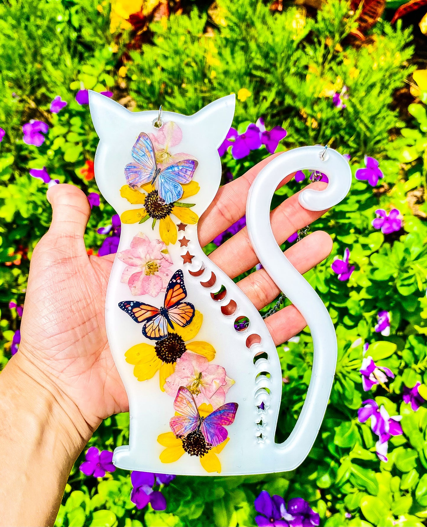 Celestial Moon Phase Kitten Wall Hanging