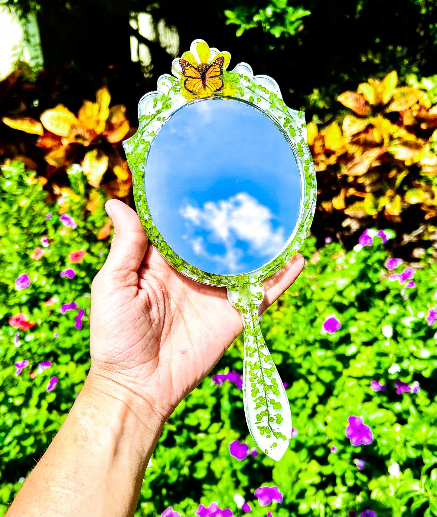 Milky Monarch Green Dragon Handheld Mirror