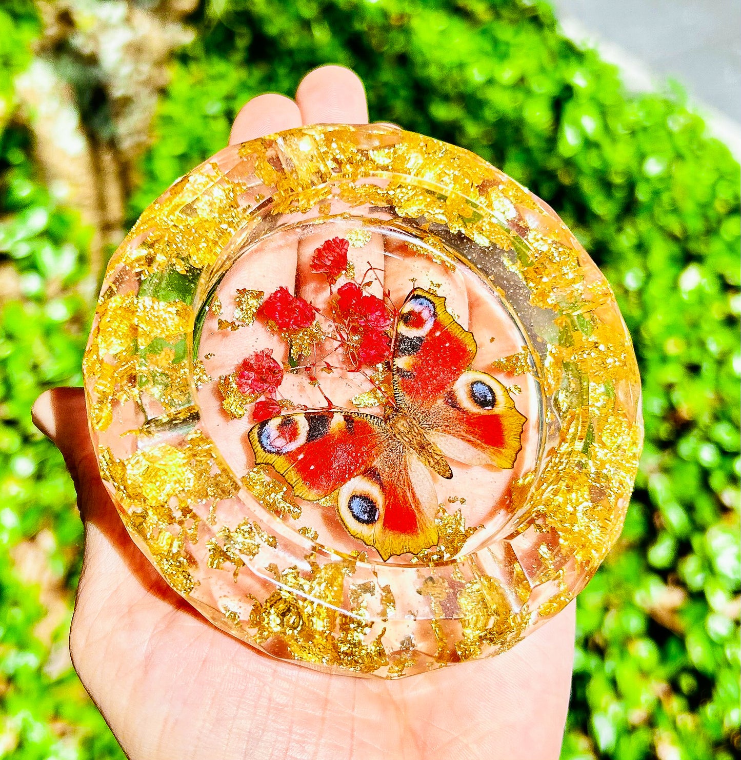 Golden Peacock Butterfly Ashtray