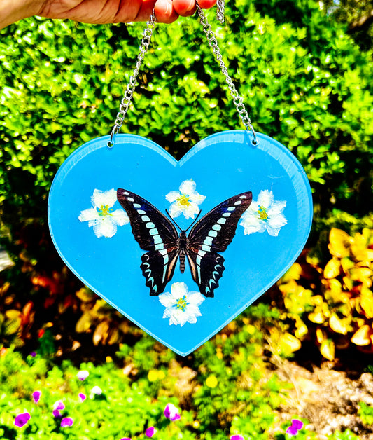 " Mystical Waves " Bluebottle Butterfly Wall Hanging