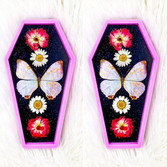 " Lover's Lane " Pink Morpho Coffin Tray