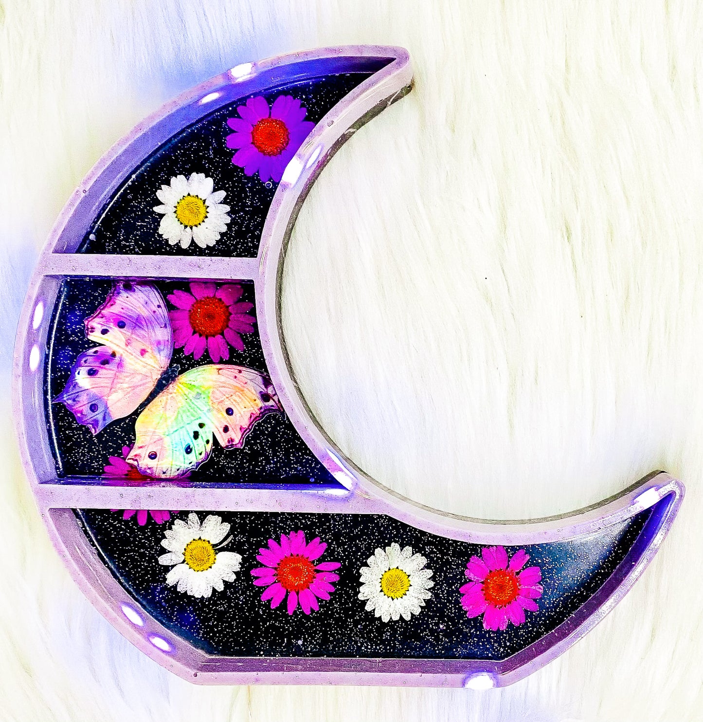 " Mother of Pearl Butterfly " LED Moon Shelf