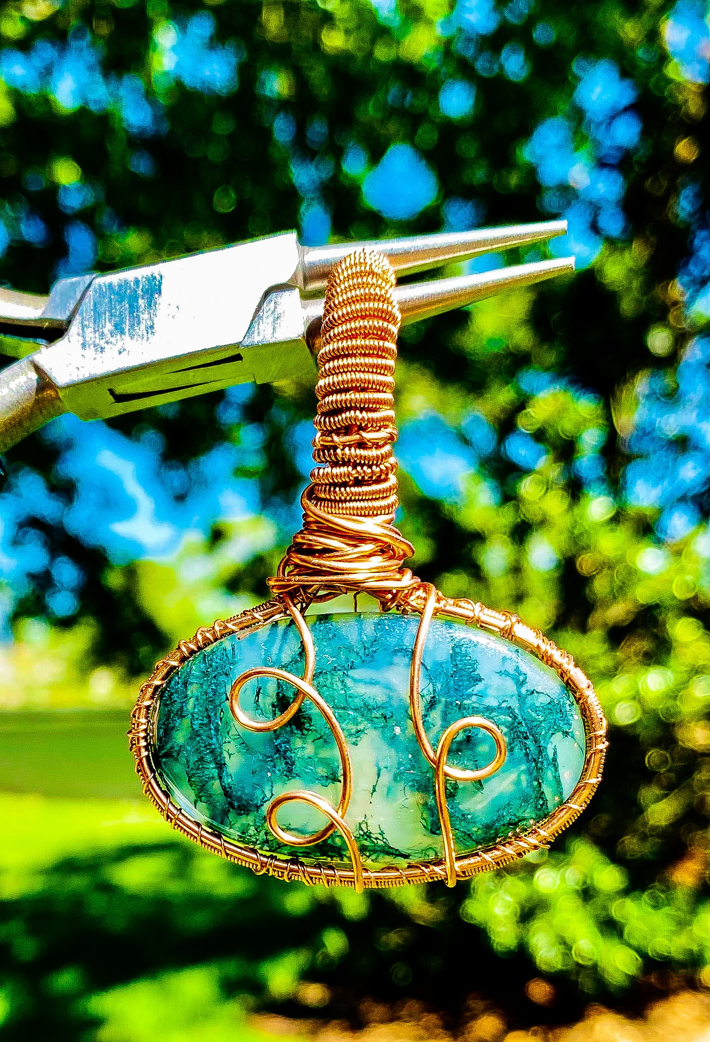 Green Moss Agate Pendant