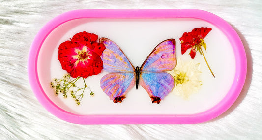 Pink Morpho Rosebud Rolling Tray