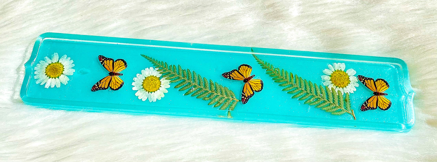 Monarch Fern & Daisy 10” Incense Holder