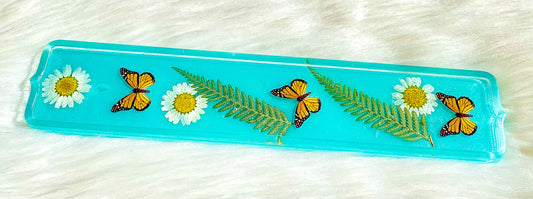 Monarch Fern & Daisy 10” Incense Holder