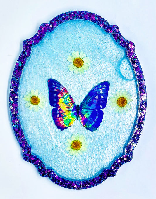 " Stellar Collision " Holo Blue Morpho Tray