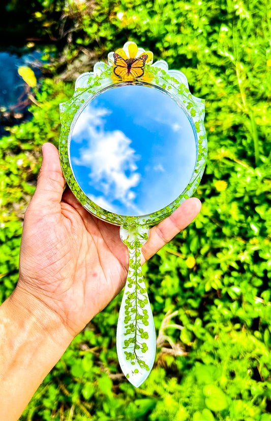 Milky Monarch Green Dragon Handheld Mirror