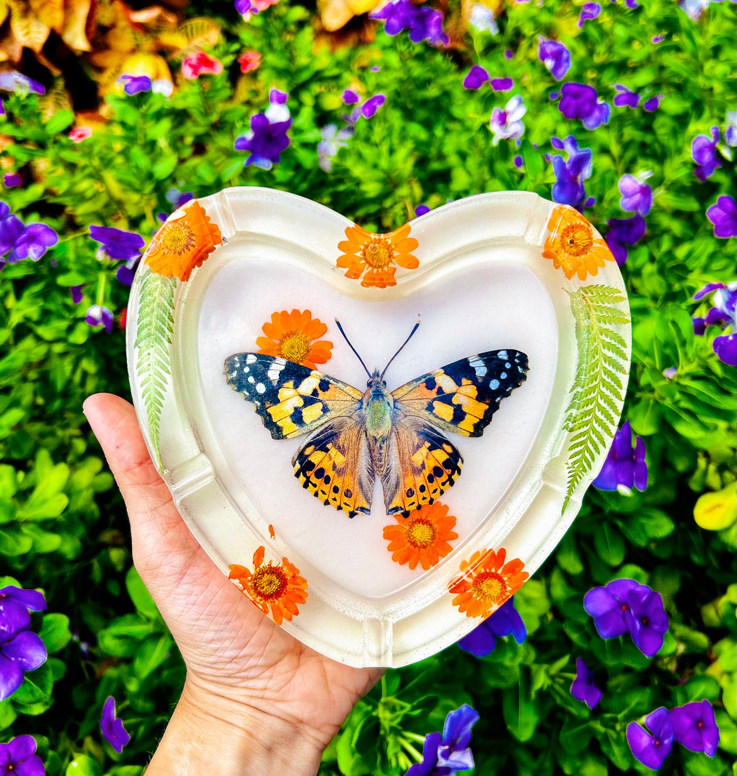 " Autumn Nights " Painted Lady Butterfly Ashtray