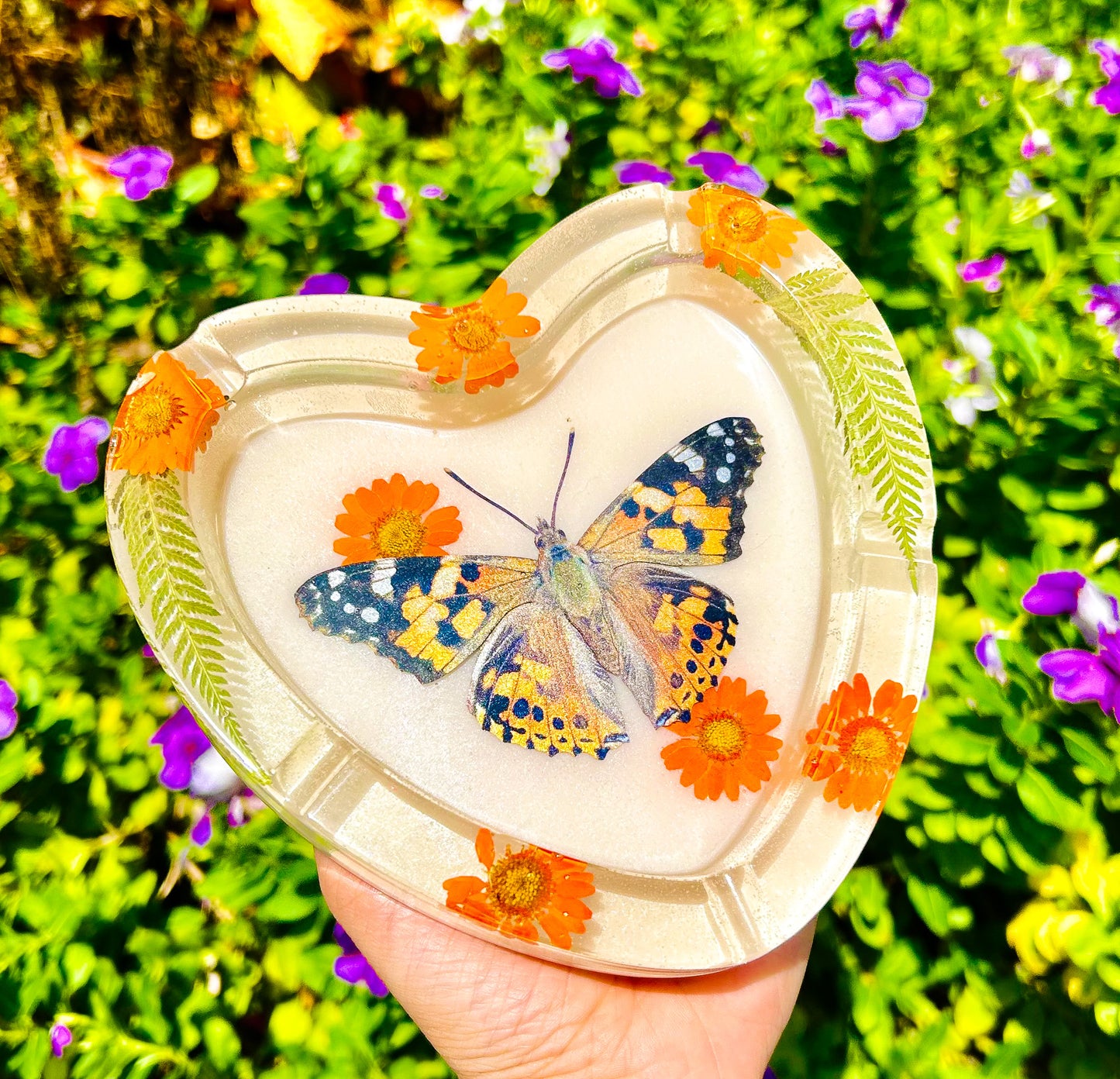 " Autumn Nights " Painted Lady Butterfly Ashtray