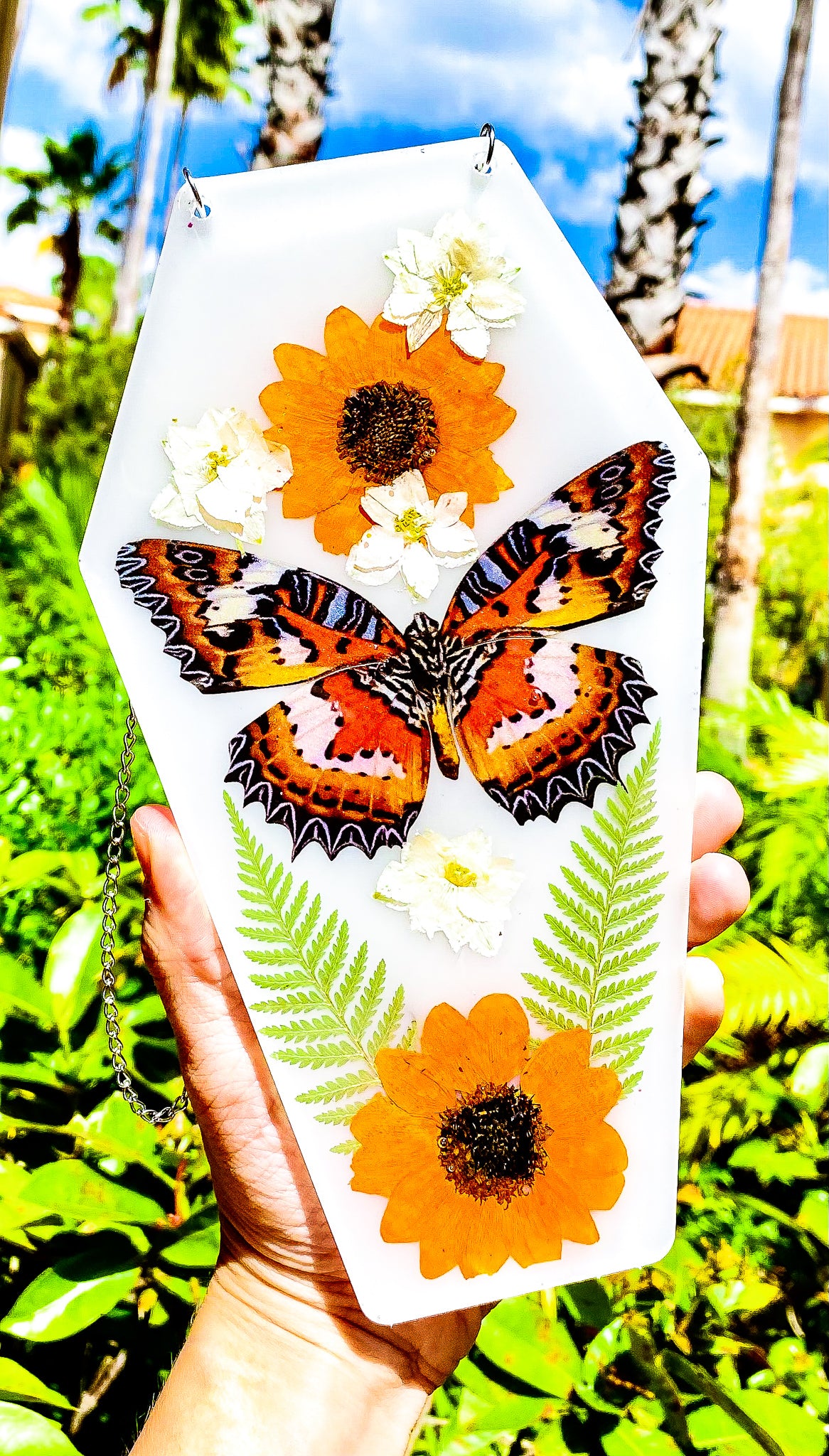 Malay Lacewing Sunflower Coffin Wall Hanging