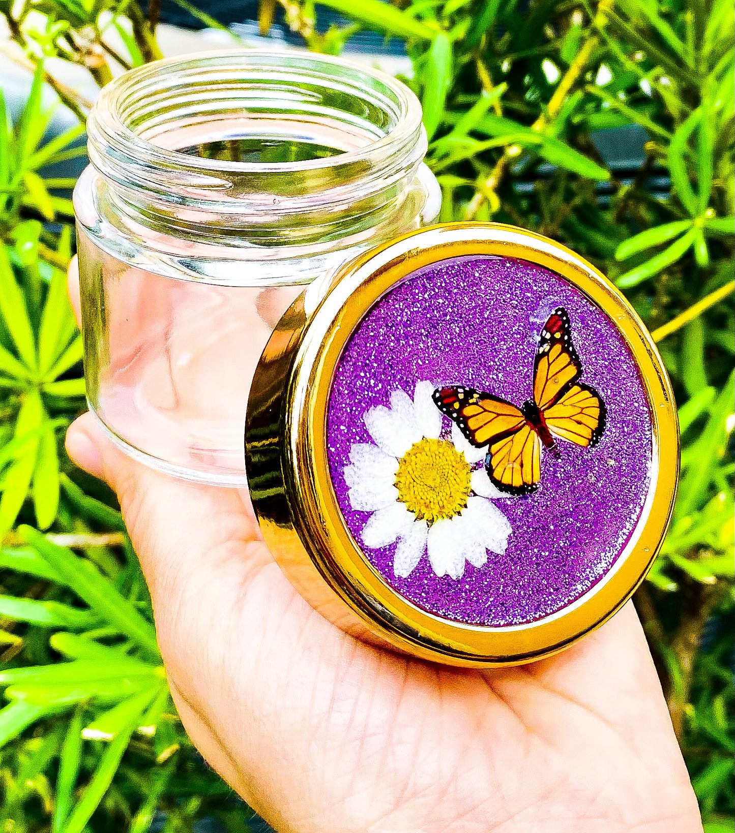 Lavender Monarch Stash Jar
