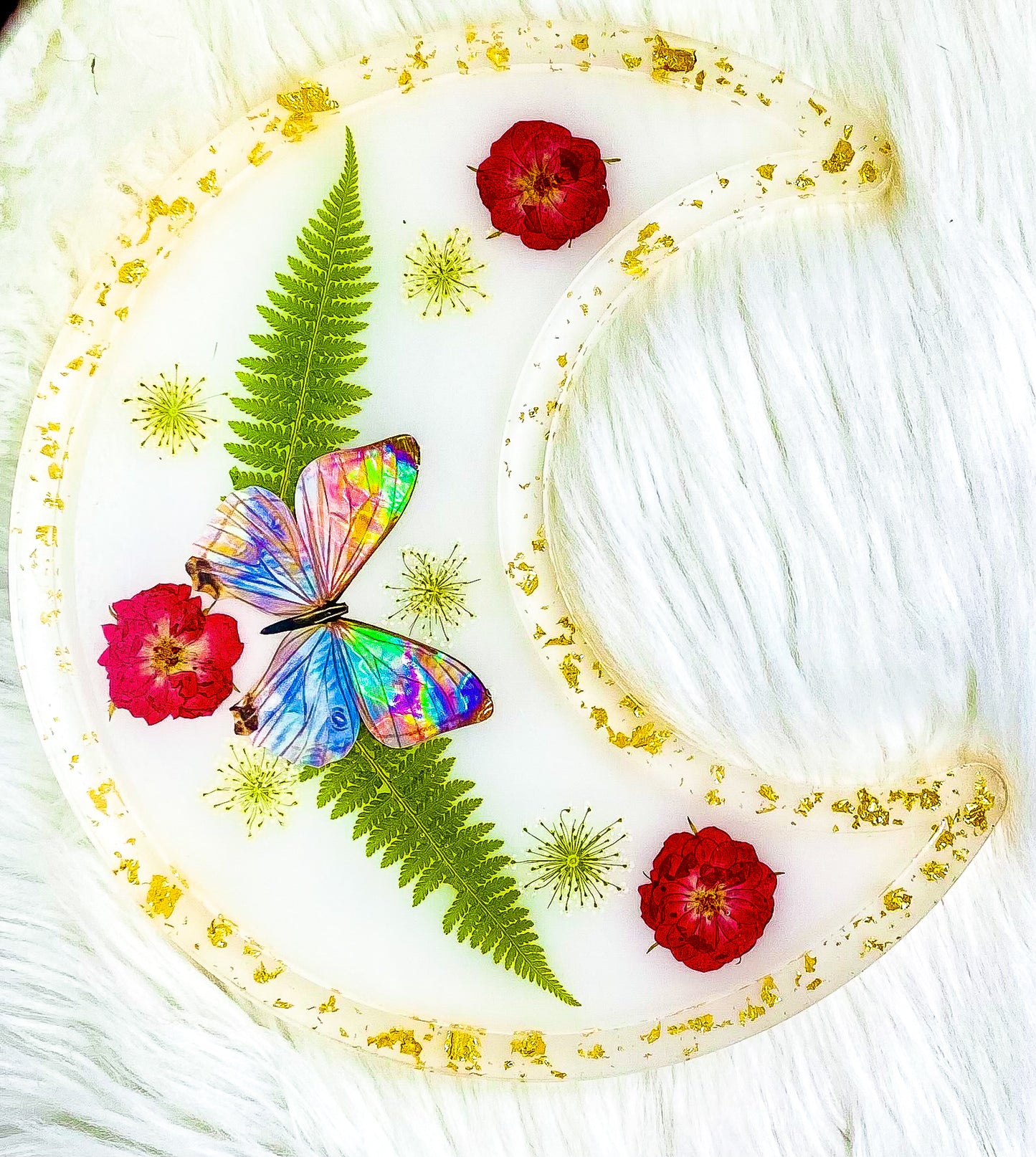 " Our Song " Holo Pink Morpho Crescent Moon Tray