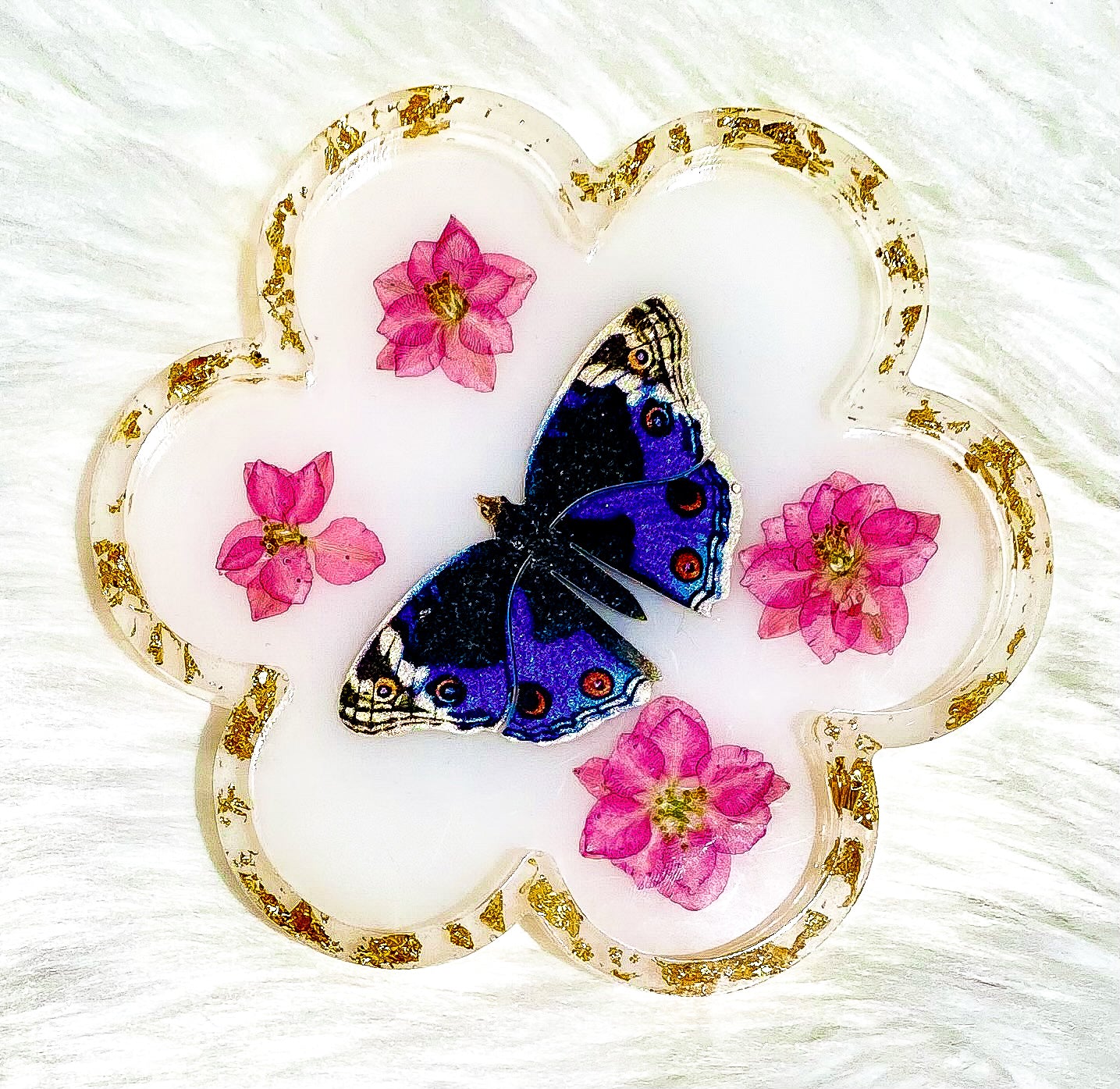 Milky Butterfly Larkspur Flower Tray